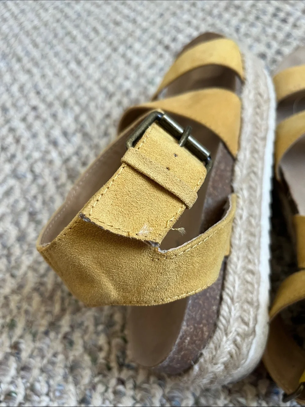 Universal Thread Mustard Espadrille Platform Sandals with Ankle Strap